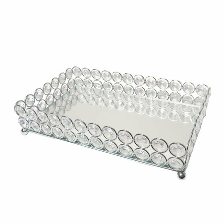 STOCKAGE SUPREME Elipse Crystal Decorative Mirrored Jewelry or Makeup Vanity Organizer Tray, Chrome ST2519823